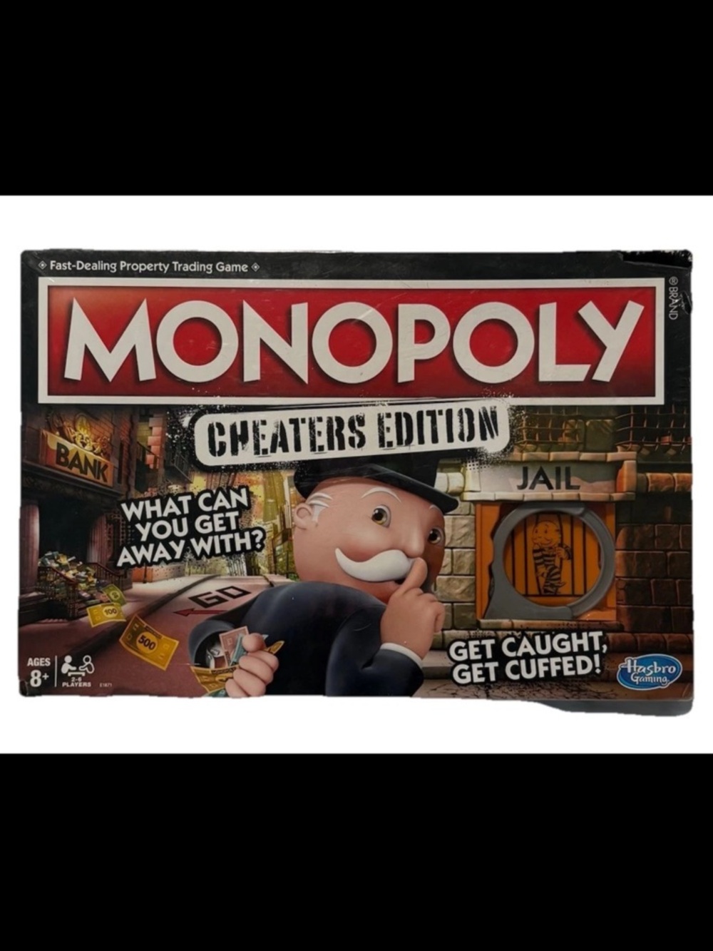 Hasbro Monopoly Cheaters Edition Red, Black, White Game Box
